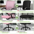 thumbnail image 5 of SLSRFD Office Computer Desk Chair 2pcs, Ergonomic Mesh Office Chair, Mid-Back Adjustable Rolling Chair with Lumbar Support & Comfy Armrest for Gaming, Home Work, Study, 300 Lbs Capacity, Pink, 5 of 11