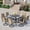Brown, variant on 9-Piece Outdoor Dining Set for 8 with Adjustable Umbrella Hole & 8 Swivel Chairs, Square Iron Table & Weather-Resistant Design for Patio, Deck, Backyard, Poolside (Gray/Brown/Blue)