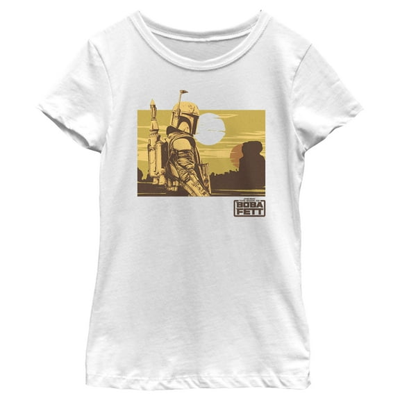 Girl's Star Wars: The Book of Boba Fett Distressed Landscape Graphic Tee White Medium