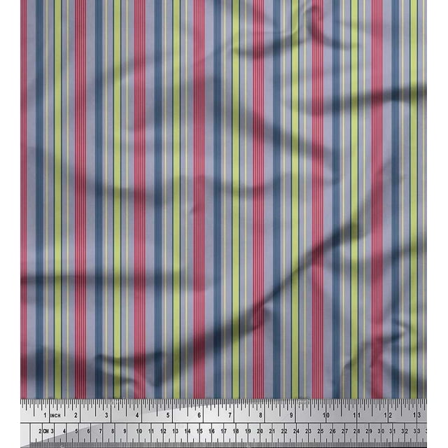 Soimoi Silk Fabric Vertical Stripe Print Sewing Fabric Yard 42 Inch Wide