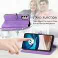 thumbnail image 6 of for Motorola Moto G42 Wallet Case, [Flower Embossed] Premium PU Leather Wallet Flip Protective Phone Case Cover with Card Slots and Stand with Wrist Strap for Motorola Moto G42,Purple, 6 of 7