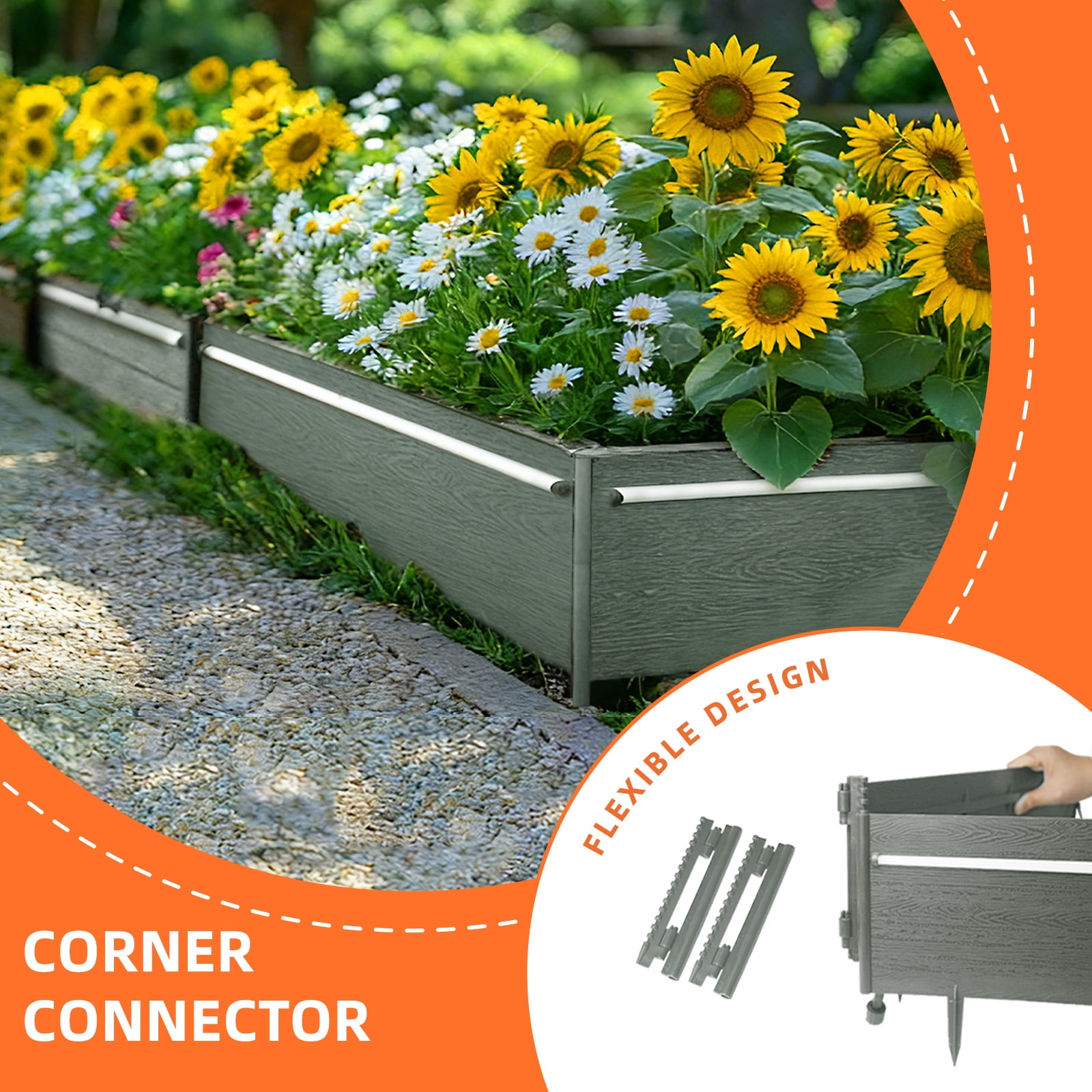 WATANIYA Dig-Free Garden Landscape Edging Border withh LED light,10 pack (Gray)