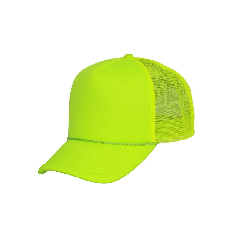 Structured Yellow Trucker Mesh Hat- Neon Neon