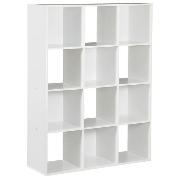 GHooa White 12 Cube Bookcase Storage Organizer Wooden Home Office Shelving Bookshelf