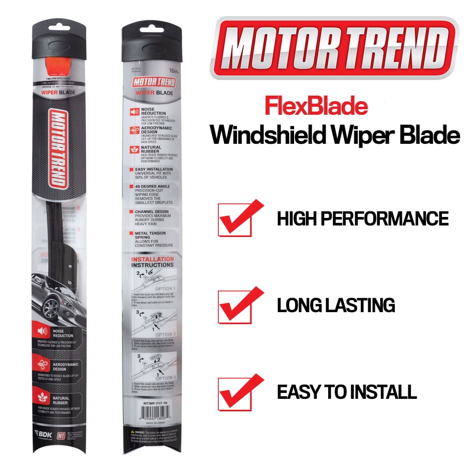 Motor Trend Flexblade Replacement Windshield Wiper Blades - Curved Beam Blade Design for Crystal-Clear Wind Shields - All Season, All Weather, Silent and Streak-Free (18 Inches (1 Piece))