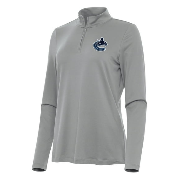 Women's Antigua Gray Vancouver Canucks Reprocess Quarter-Zip Top
