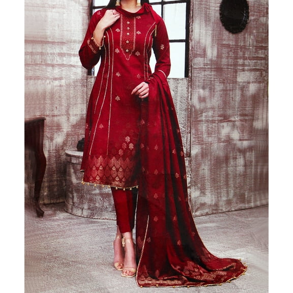 Nazon Brand| Women's Party Dress 3 Pieces| Party Dress |Long dress|Women's Clothing|Maroon Color