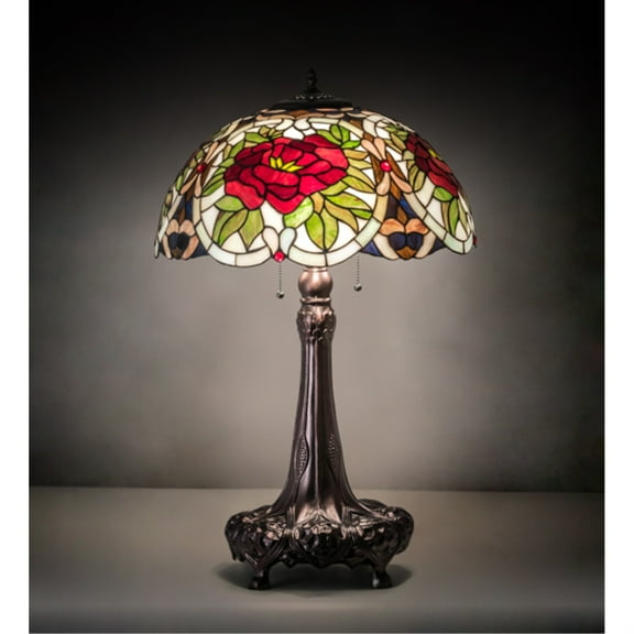 Meyda Tiffany 230476 Renaissance Rose 3 Light 31" Tall Buffet Table Lamp - MultiColor