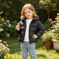 thumbnail image 6 of Girls Solid Hooded Padded Jacket Zip up Long Sleeve Quilted Coat Thick Warm Winter Outerwear for Toddler Little Girls Daily Outdoor Wear Black 12 Months, 6 of 8