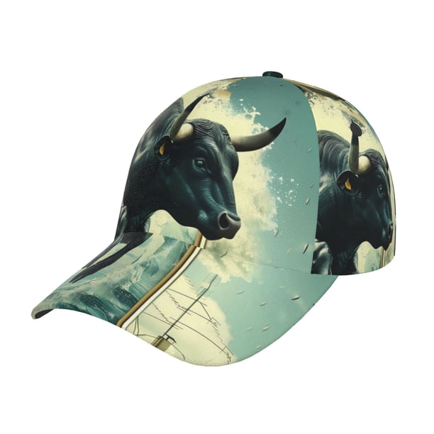 Fotbe Bull Charging Through Waves Gorro Clásico de Béisbol, Gorra Ajustable con Broche Snapback, Gorro de Exterior de Algodón Suave