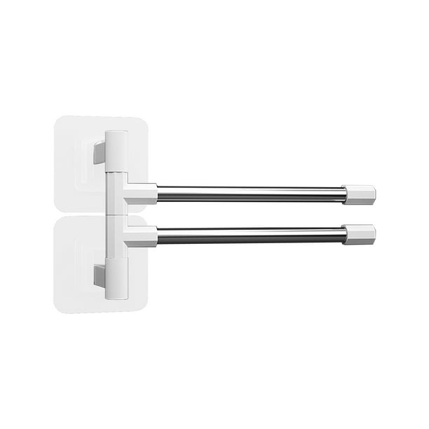Toallero giratorio para baño sin agujeros, barra para toallas con gancho integrado, estante de almacenamiento giratorio de 180 grados para toallas y accesorios en la cocina o el baño.