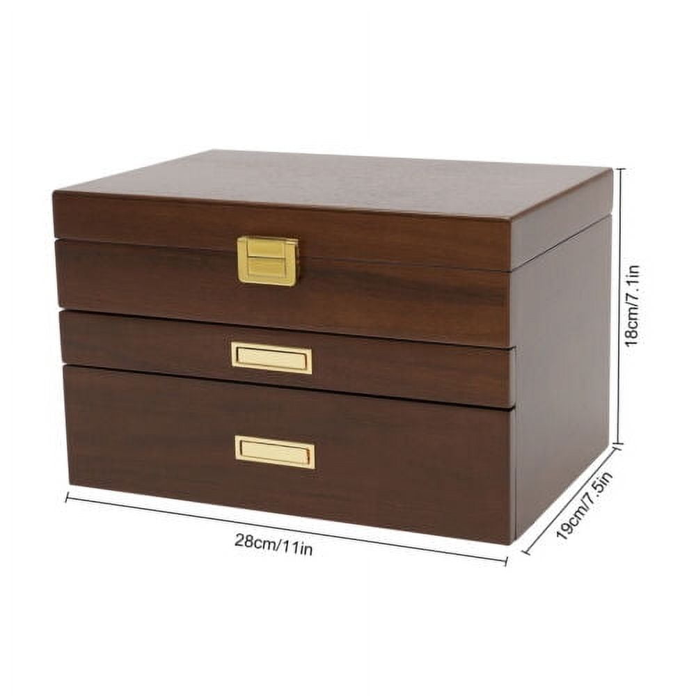 28-Slot Men Watch Box Wooden Display Case Organizer Show Tray Jewelry Storage