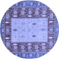 thumbnail image 1 of Ahgly Company Machine Washable Indoor Round Abstract Blue Modern Area Rugs, 4' Round, 1 of 4
