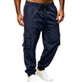 thumbnail image 3 of Guluxicc Cargo Jogger Pants for Men Multi Pocket Elastic Waist Drawstring Tapered Trousers for Outdoor Hiking Gym Workout Everyday Fall Winter, 3 of 5
