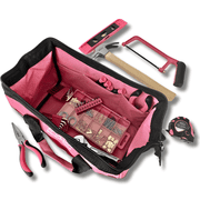 Apollo Tools 201 Piece Household Tool Kit in a Soft-Sided Tool Bag Pink - DT0020P