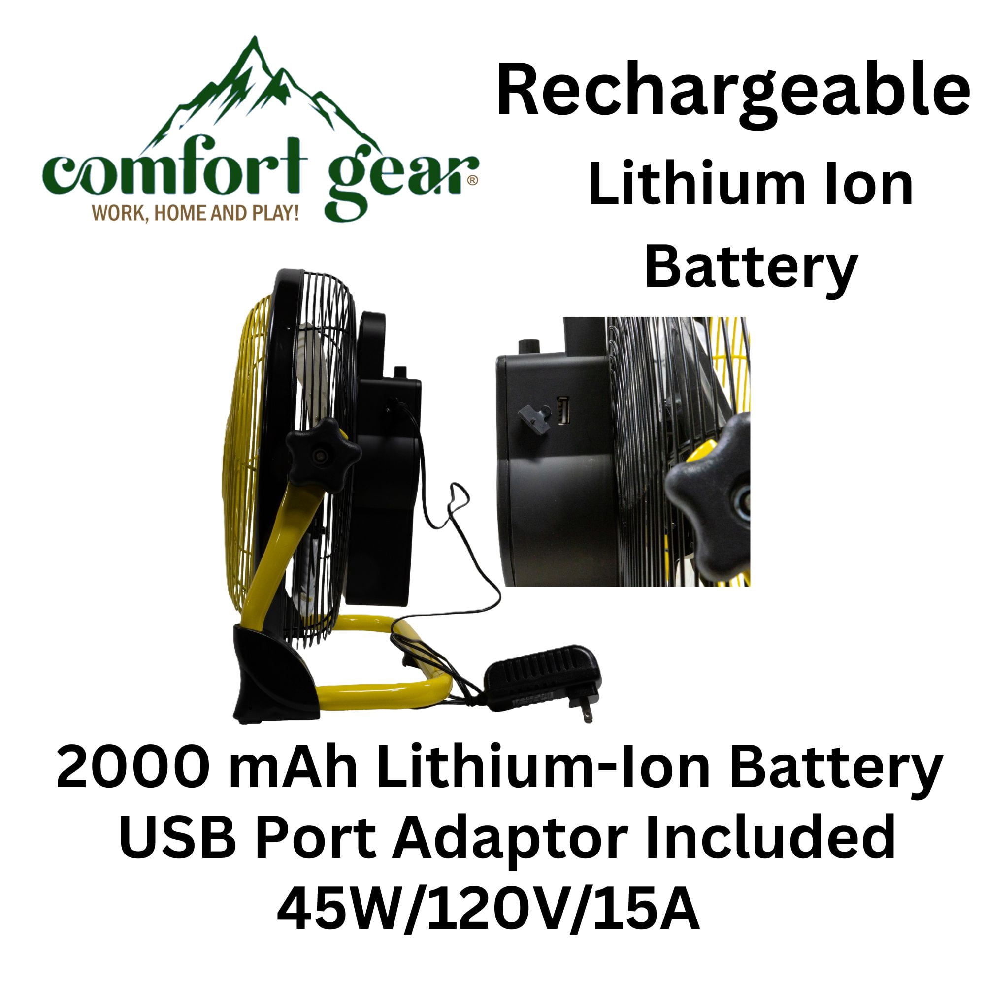 Comfort Gear Seasons Comfort 12" High Velocity Fan with Rechargable Battery