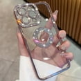 thumbnail image 3 of for iPhone 15 Pro Clear Glitter Case,Cute Bling Sparkle Shiny Rhinestone Diamond Camera Protection Logo View Soft TPU Plating Bumper Women Girls Phone Case for iPhone 15 Pro 6.1 inch (Silver), 3 of 4