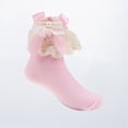 thumbnail image 2 of NIEWTR Girls Lace Ruffle Socks Toddler Cotton Cute Fancy Ruffled Frilly Princess Dress Ankle Short Socks for Little Kids Girl(A-Pink,3-4 Years), 2 of 8