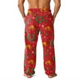 thumbnail image 3 of Fabrcox Christmas Men's Flannel Pajama Pants Thick Warm Wide Leg Christmas Snowflake Santa Claus Mid Rise Casual Elastic Waist Christmas Pajama Pants Wine 2XL, 3 of 5