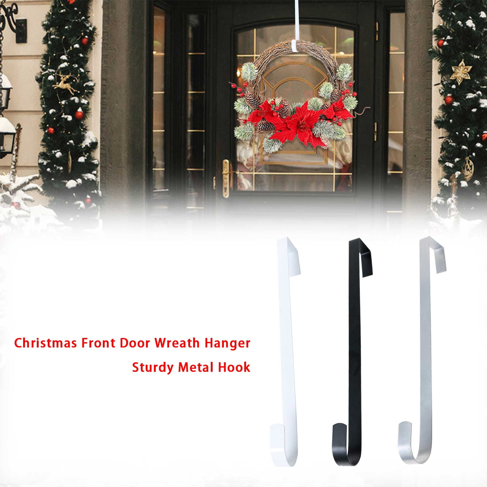 Details about   Wreath Door Hanger Secure Strong Metal Hook Xmas Decoration 28cm Christmas Gift 