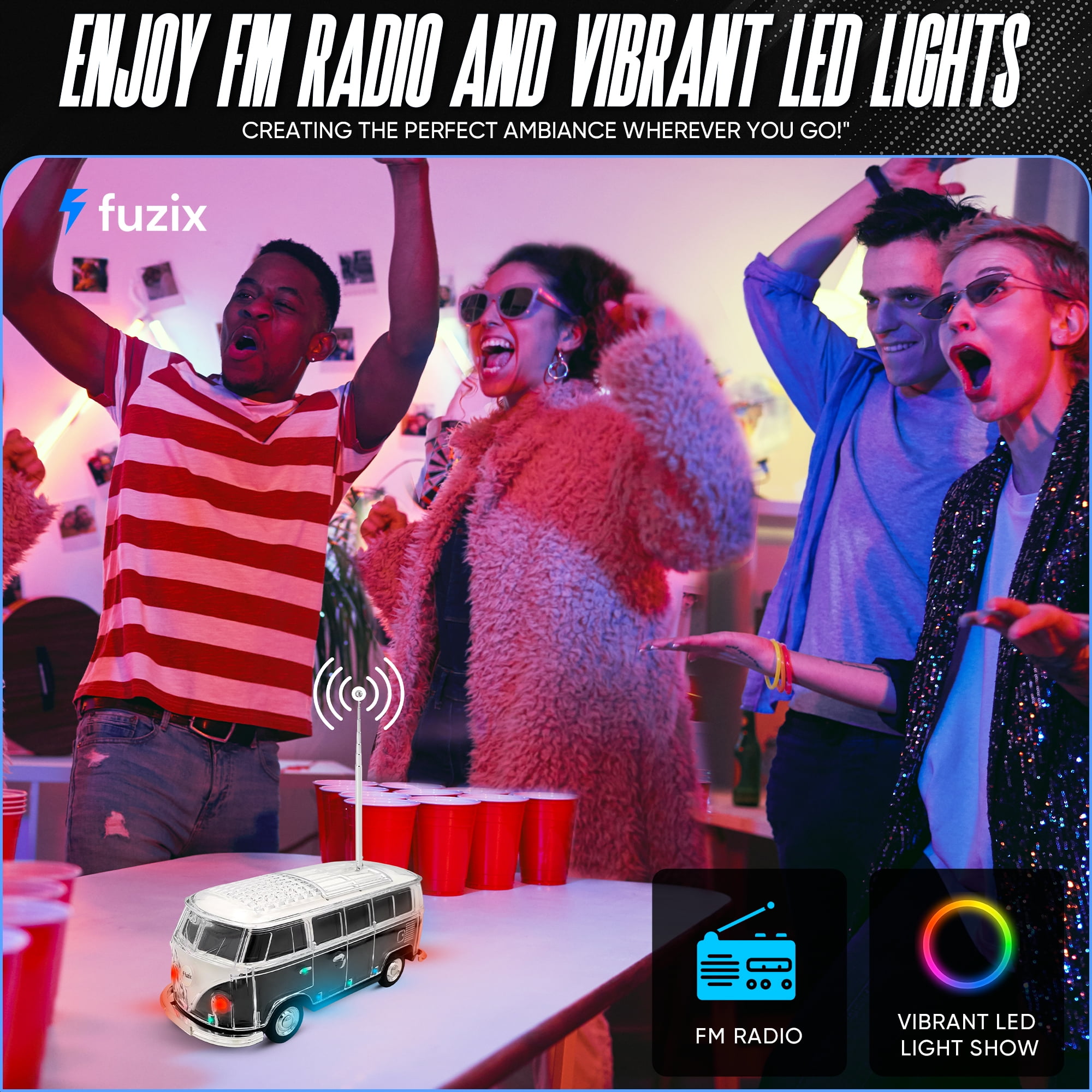 Fuzix WS-267 Car Bluetooth Portable Speaker with LED AUX USB FM Rechargeable