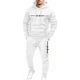 thumbnail image 2 of Babcutegg Mens Letter Print Outfit 2-Piece Hooded Sweathsirt and Jogger Sweatpants Loose Casual Set White Size L, 2 of 9