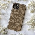 thumbnail image 6 of Muted Brown Overlapping Skulls iPhone Case, Edgy Gothic Skeleton Pattern Protective Cover for iPhone 16 15 14 13 12 11 Pro Max Mini Plus, 6 of 6