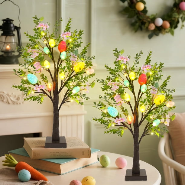 Set de decoración de Pascua DR.DUDU, árbol artificial iluminado de 60 cm con huevos