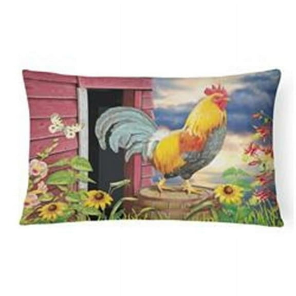 12 x 3 x 16 in. Rooster Barnyard Morning Canvas Fabric Decorative Pillow