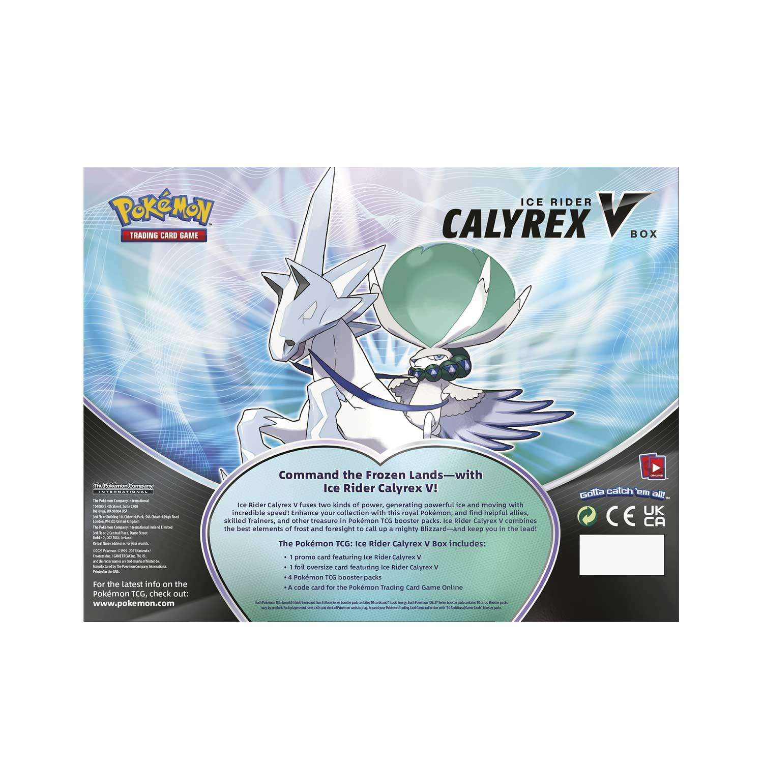 Pokemon Trading Card Game ICE Rider Calyrex V Box (4 Booster Packs, Promo Card & Oversize Card)