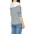 thumbnail image 3 of MODA NOVA Junior's Color Block Long Sleeve Striped T-Shirt Dark Blue L, 3 of 4