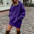 thumbnail image 4 of Oversized Hoodie Dress 2025 Long Sleeve Mid Length Plain Hooded Sweatshirt with Pockets Pullover Hoodies for Women, 4 of 6