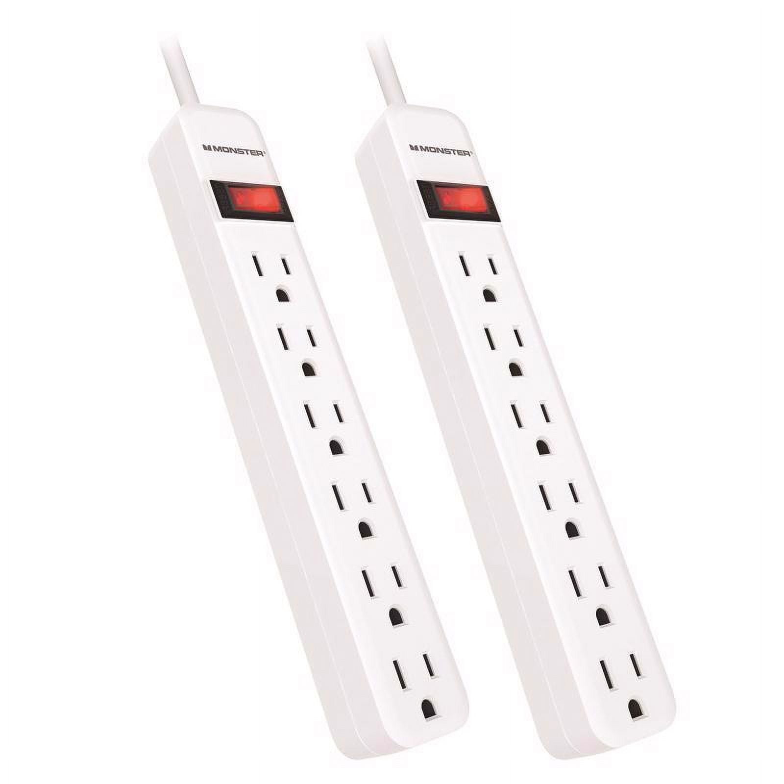 Monster 3001093 2.5 ft. 6 Outlets Power Strip, White