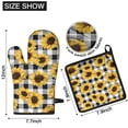 thumbnail image 6 of Black White Gray Checker Sunflower Pattern Kitchen Oven Mitt and Pot Holder Sets 2 Pcs for Baking, Cooking and Grilling, Heat Resistant Up To 392 °F, 6 of 7