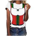 thumbnail image 1 of Pompotops Blouse Décontractée Mode Femme Imprimé Oktoberfest Col Rond T-Shirt Blouse Imprimée Tee Liquidation, 1 of 4