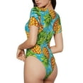 thumbnail image 3 of Daiia Pineapple print Women's Crew Neck Short Sleeve Bodysuit Fashion Tops Fit Casual Basic Extender Bodysuit-Large, 3 of 9