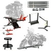 Black Widow Professional Motorcycle Shop Kit - 1,500 lb. Pneumatic Lift Table, Jack, Dolly, Tire Bead Breaker, Wheel Balancer, Tie-Down Straps - Home or Garage