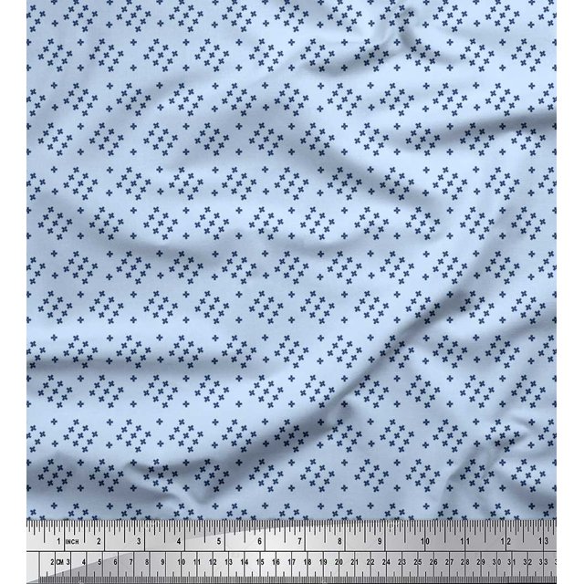 Soimoi Moss Georgette Fabric Plus Sign Shirting Printed Fabric 1 Yard 42 Inch Wide
