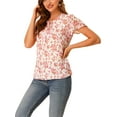 thumbnail image 4 of Allegra K Women's Floral V Neck Short Sleeve Ruffled Ditsy Blouse Tops, 4 of 6