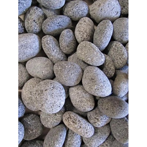 Galets de Lave de 30 lb - 3/4 - Po - 1-1/2 Galets Ronds Naturels Roulés pour Foyer au Gaz Intérieur Extérieur