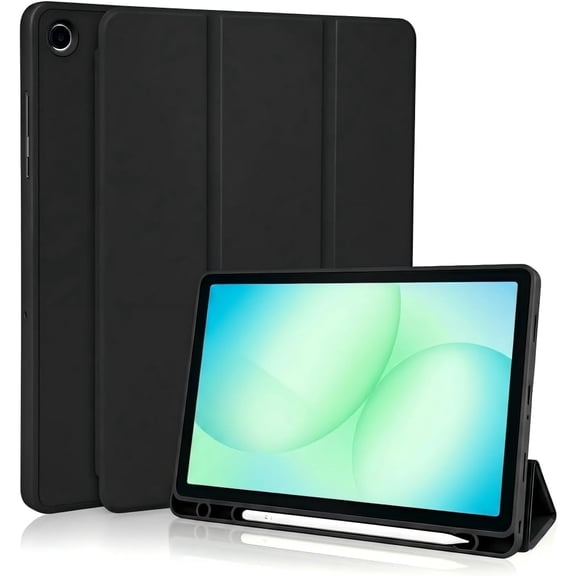Case for Galaxy Tab A11 Plus 11" 2026/ A9 Plus Case 11 Inch 2023 with Pencil Holder, Slim Soft TPU Protective Cover with Trifold Stand & Auto Wake/Sleep for Galaxy A11 / A9 5G Case, Black