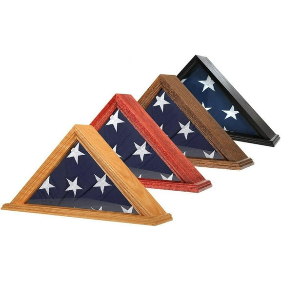 Solid Oak Flag Case for 3' x 5' Flag - US Made Walnut Finish