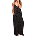 thumbnail image 2 of FcBaudy Robe Sans Manches à Col en V, Robes pour Femmes, Robes d'Été pour Femmes Mode Femmes Col en V Sans Manches Poche Pois Ample Robe de Plage Robe Maxi Robe Femme, 2 of 9