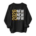 thumbnail image 6 of Women's Fashion Top New Year 2026 Printed Pullover Sweatshirt Holiday Design for Women Casual Celebration Streetwear Top,Black,XL, 6 of 6