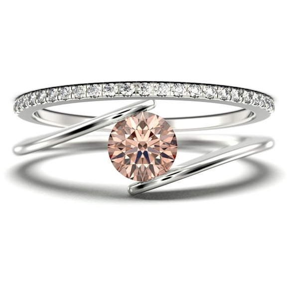 Solitaire 1.50 Carat Round Cut Morganite Unique Engagement Ring, Bridal Rings Set Wedding Ring in 925 Sterling Silver With 18k White Gold Plating Band, Gift For Her, Promise, Anniversary Ring