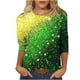 thumbnail image 1 of Imprimir el Día de San Patricio de las Mujeres Suelto Casual 3/4 Manga Cuello Redondo Camiseta Suéter, Poliéster No Estructurado Top para la Fiesta, 1 of 6