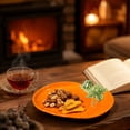 thumbnail image 4 of Fall Plate,Ceramic Pumpkin Shape with Embossed Leaves Thanksgiving Decorative for Dining Table Harvest Party, 4 of 7
