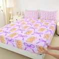 thumbnail image 3 of Manfei Merry Christmas Full Size Sheets,Purple Bowtie Bow Bed Sheets,Xmas Gingerbread Man Sheet Sets For Girls,Breathable Home Decor,4 Pieces, 3 of 7