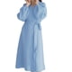 thumbnail image 2 of Minnieouse Ropa de dormir de estilo informal con abertura frontal de primavera para mujer, de dormir de manga larga Simple para niñas, ropa Vestidos Azul L, 2 of 6