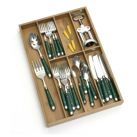 Lipper 8877 2 5 Quot H X 12 Quot W X 17 5 Quot D Bamboo Flatware Drawer Organizer Walmart Com Walmart Com
